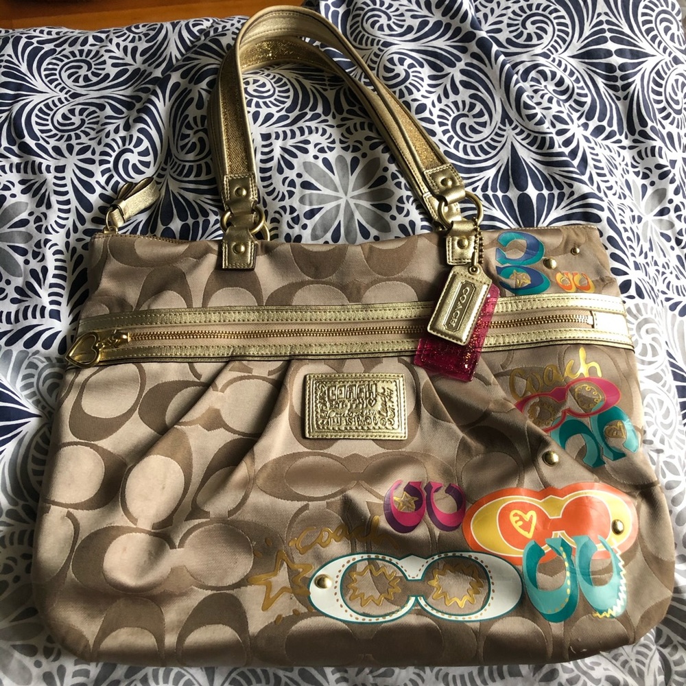 Coach Poppy Graffiti Appliqué Glam Tote